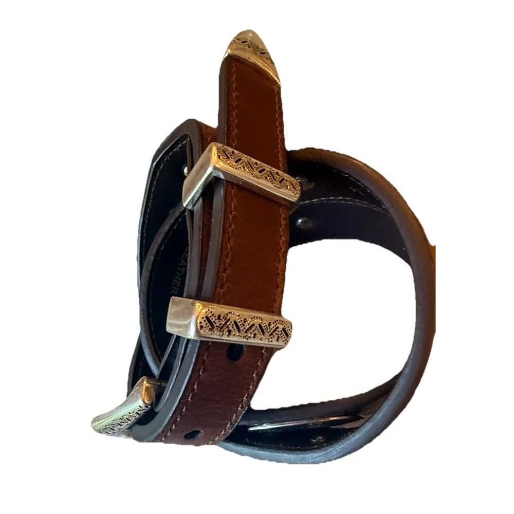 Nocona Belt Co. Men's Genuine Leather Brown Silver Buckle Concho #N2476602 Sz 34